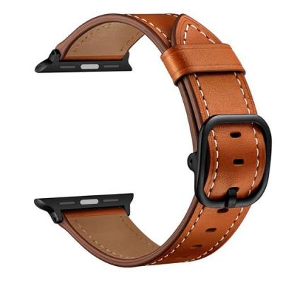 GENERIQUE Bracelet en cuir v&eacute;ritable marron pour votre Apple Watch Series 5/4 44mm/Series 3/2/1 42mm 