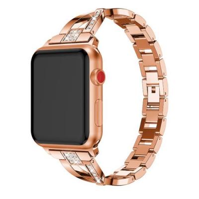 GENERIQUE Bracelet en m&eacute;tal strass d&eacute;cor alliage or rose pour votre Apple Watch Series 5/4 40mm/Series 3/2/1 38mm 