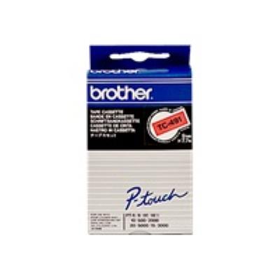 BROTHER Ruban thermique en cassette 9mm  TC-491 noir sur Rouge