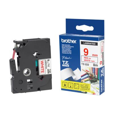 BROTHER  TZ-222 Ruban lamin&eacute; Rouge sur Blanc