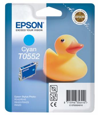 EPSON  T0552 - 8 ml - cyan - originale - emballage coque avec alarme radio&eacute;lectrique/ acoustique - cartouche d'encre - pour Stylus Photo R240, R245, RX420, RX425, RX520