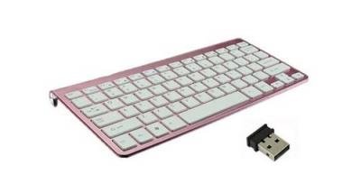  Clavier sans fil metal pour mac et pc usb qwerty piles (rose) 