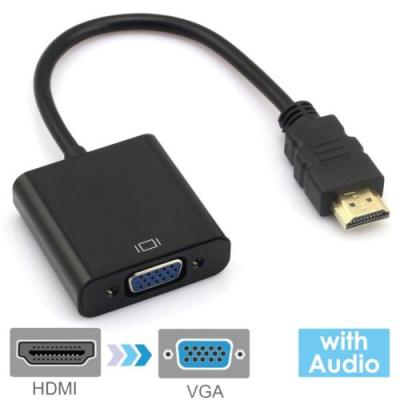 HIGH TECH PLACE Connectique C&acirc;ble & adaptateur moniteur 24cm Full HD 1080P HDMI vers VGA + c&acirc;ble de sortie audio pour ordinateur / DVD / d&eacute;codeur num&eacute;rique / ordinateur portable /