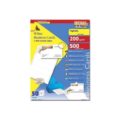 GENERIQUE DECAdry TopLine DCC342 - Micro-perfor&eacute; - blanc - 85 x 54 mm - 200 g/m&sup2; - 500 carte(s) (50 feuille(s) x 10) micro-cartes de visite 