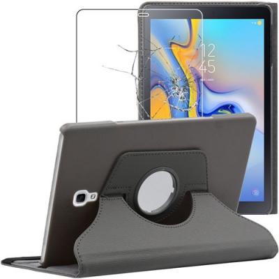 EBESTSTAR Housse pour Galaxy Tab A 10.5 (2018) T590 T595 Support Rotatif 360 PU Cuir, Gris + Film VERRE Tremp&eacute;