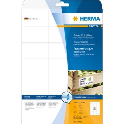 HERMA  10906 &eacute;tiquettes super adh&eacute;sives 70 x 42,3 a4 525 pi&egrave;ces blanc