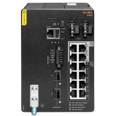 HEWLETT PACKARD ENTERPRISE HPE Aruba Networking CX 4100i 12p 1GbE 8p Class4 PoE and 4p Class6 PoE 2p SFP+ DIN Mount Switch