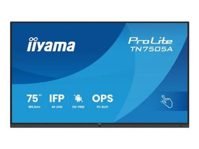 IIYAMA &Eacute;cran interactif  TN7505A-B1AG 74,5 4K UHD IPS tactile antireflet