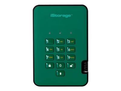 ISTORAGE  diskAshur&sup2; - Disque dur - chiffr&eacute; - 1 To - externe (portable) - USB 3.1 Gen 1 - 5400 tours/min - m&eacute;moire tampon : 8 Mo - AES 256 bits, FIPS 197 - vert anglais -