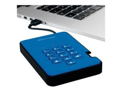ISTORAGE  diskAshur&sup2; - Disque dur - chiffr&eacute; - 1 To - externe (portable) - USB 3.1 Gen 1 - 5400 tours/min - m&eacute;moire tampon : 8 Mo - AES 256 bits, FIPS 197 - Bleu oc&eacute;an -