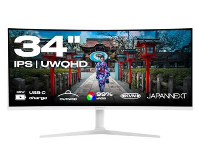 JAPANNEXT Ecran PC Incurv&eacute; 34 UWQHD Dalle IPS Blanc IPS AMD FreeSync JN-IPS34Q-HC6-W