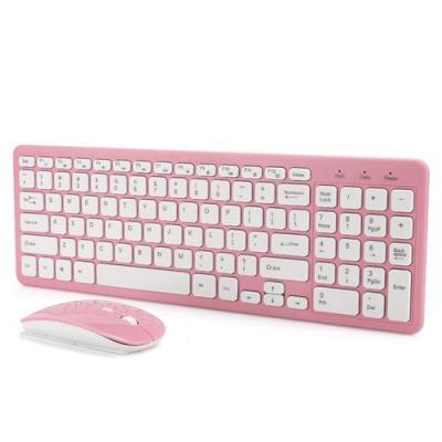 GENERIQUE Jeu de clavier de souris sans fil jeu de bureau pour ordinateur portable micro-r&eacute;cepteur &agrave; 3 vitesses(Ensemble rose sans fil ) 