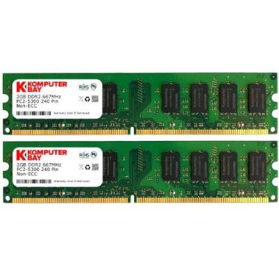 KOMPUTERBAY  M&eacute;moire Ram Lot De 2 Barrettes De M&eacute;moire Vive 240 Broches Pc2 5300 Ddr2 Dimm 667 Mhz 2 X 2 Go 