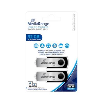 MEDIARANGE Lot de 2 Cl&eacute;s USB 32Go Flexi Flash Drive 15MB/S USB 2.0 - MR911-2