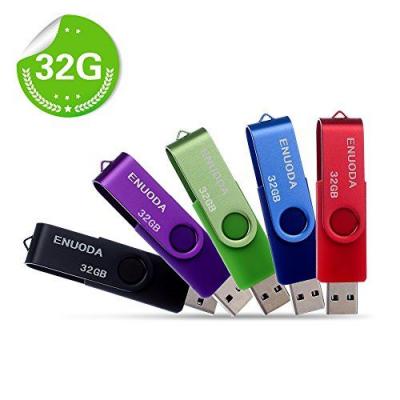 ENUODA Lot de 5 Cl&eacute; USB 32 Go  USB 2.0 Flash Drive Stockage Rotation Disque M&eacute;moire Stick (Mixte Couleur:Rouge Vert Noir Bleu Violet) 