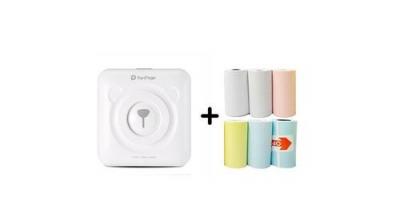 PERIPAGE Mini imprimante photo thermiquea6  bluetooth pour t&eacute;l&eacute;phone portable avec 6 rouleaux de papier d'impression -blanc _catf 