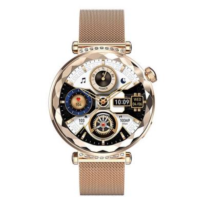 AVIZAR Montre connect&eacute;e crystal avec cadran strass appels et suivi sant&eacute; dor&eacute;e AVJ-FE621 