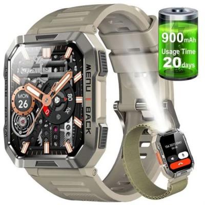 BLACKVIEW Montre Connect&eacute;e Homme Sport W60 2.01"" HD Hybride Lunette Boussole Appel Bluetooth Assistant Vocal IP68 5 jours M&eacute;t&eacute;o 900mAh - Gris 