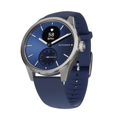 WITHINGS Montre connect&eacute;e  ScanWatch 2 42 mm Argent avec bracelet Bleu Nuit