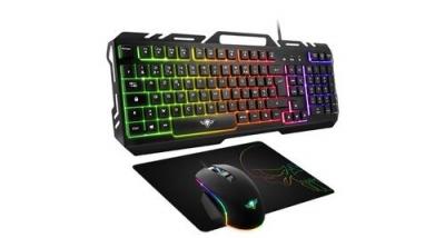 SPIRIT OF GAMER Pack gaming Clavier, Souris et tapis PRO-MK5 r&eacute;tro &eacute;clair&eacute; RGB - Souris 7 boutons 6200 dpi - Clavier Semi-m&eacute;ca 