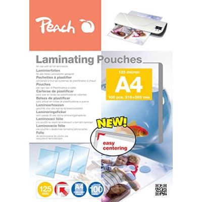 GENERIQUE Peach Laminating Pouches A4, 125 mic, Glossy, PP525-02, Set of 100