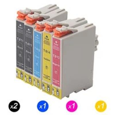 GENERIQUE T0611-T0614 Lot de 5 Cartouches d'encre compatible avec Imprimante Epson Stylus DX3800