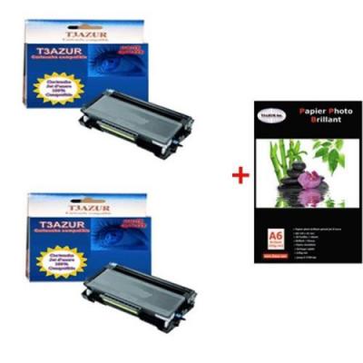  T3AZUR &ndash; Lot 2 Toner compatible Brother MFC8510DN / MFC8520DN / MFC8950DW + Pack 20 papiers photos A6 230gr 