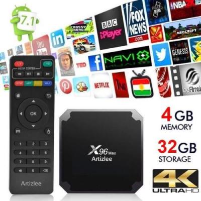 ARTIZLEE TV Box, 4Go 32Go - &reg; Smart Box TV X96 Max D&eacute;codeur Multim&eacute;dia Android 7.1 4GB+32GB WIFI Amlogic S905W Quad Core Bo&icirc;tier TV 
