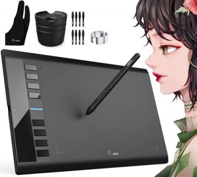 UGEE  M708 Tablette Graphique 10x6 Pouces Ultra-mince avec Stylet sans Pile 8192 Niveaux de Pression et 8 Raccourcis pour Dessiner 