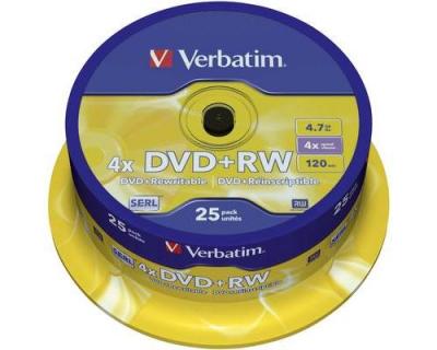 VERBATIM  - 25 x DVD+RW - 4.7 Go 4x - argent mat - spindle 
