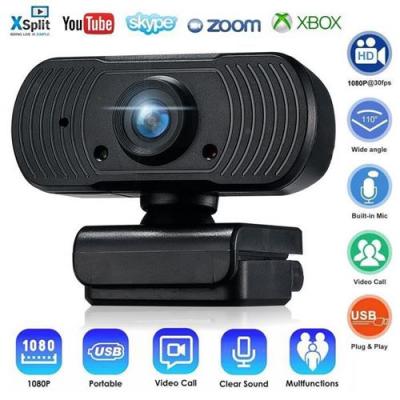  Webcam Full HD 1080P USB 2.0 Webcam&eacute;ra avec Microphone Int&eacute;gr&eacute; St&eacute;r&eacute;o Anti-bruit Cam&eacute;ra Web PC Portable Ordinateur de Bureau Plug et Play pour Appel