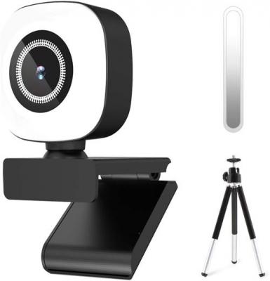 YOUKUKE Webcam pour PC avec Anneau Lumineux et Tr&eacute;pied 
