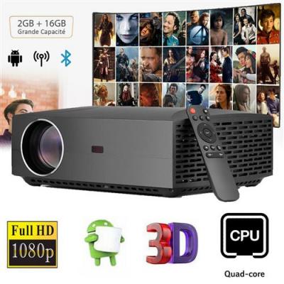  1080p Natif WiFi Vid&eacute;oprojecteur avec Bluetooth, FLZEN F30UP R&eacute;troprojecteur pour Home Cinema et Jeux Vid&eacute;o, Android 6.0, 2Go + 16Go 