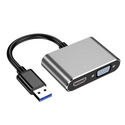  Adaptateur USB 3.0 vers ordinateur portable HDMI + VGA vers &eacute;cran d'extension deux en un 