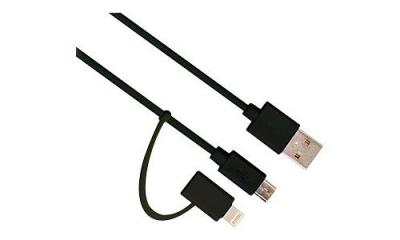 EWENT  Ew9909 Usb-a To Micro Usb+lightning Cable M/m 1 M Noir