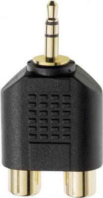GENERIQUE Adaptateur Y Inakustik 0081381 [1x Jack m&acirc;le 3.5 mm - 2x Cinch-RCA femelle] noir contacts dor&eacute;s