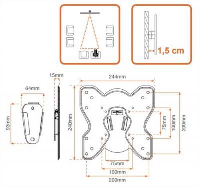 HF COMPANY METRONIC 451060 Support TV mural fixe TV 28"" &agrave; 42