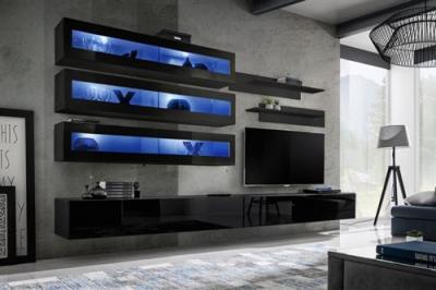 PARIS PRIX Meuble tv mural design ""fly x"" 320cm noir