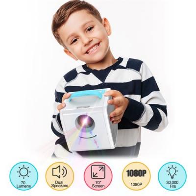 EXCELVAN Vid&eacute;oprojecteur pour Enfants Q2 70 LED LCD 320*240 70 Lumens Mini Home-cin&eacute;ma Multim&eacute;dia, Soutien FHD 1080p, avec Interface TF card AV USB HDMI, 