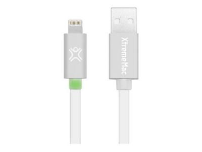 XTREMEMAC  - C&acirc;ble Lightning - Lightning m&acirc;le - 1.2 m - argent blanc - plat 