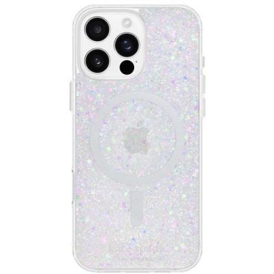 KATE SPADE Coque Glamour Paillettes pour iPhone 16 Pro Compatible MagSafe Blanc