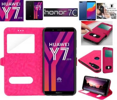CACATOES Etui rose d&eacute;crochage appel huawei y7 2018 ,honor 7c