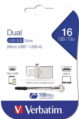 VERBATIM Cl&eacute; usb 16go  Store N Go OTG micro drive argent 