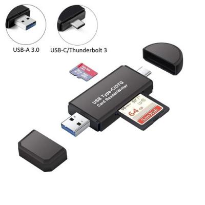 KVANTYM Lecteur de carte USB 3.0, lecteur de carte SD / Micro-SD USB Type C Adaptateur OTG pour cartes SDXC, SDHC, SD, MMC, RS-MMC, Micro-SDXC, Micro-SD, 