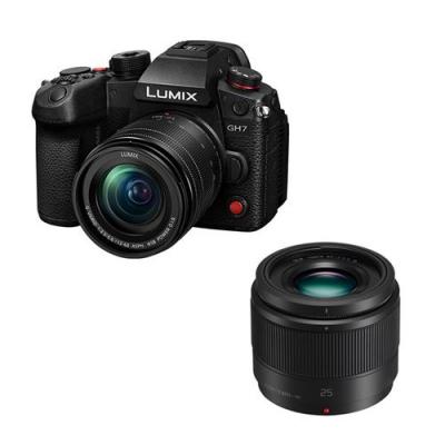 PANASONIC LUMIX GH7 Noir + Objectif G 12-60mm f/3.5-5.6 + G 25mm f/1.7