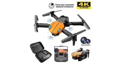  Mini drone 4k hd orange avec cam&eacute;ra trois c&ocirc;t&eacute;s auto-geste tir rc quadcopter 