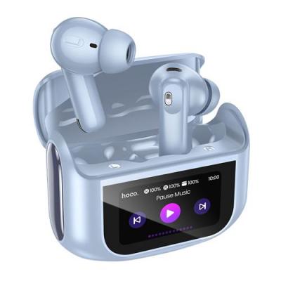 Hoko &Eacute;couteurs sans Fil Bluetooth 5.4 ANC / ENC &Eacute;tui de Charge avec &Eacute;cran LED Tactile Bleu