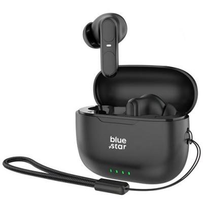 BLUE STAR &Eacute;couteurs Sans Fil Contr&ocirc;le Tactile et &Eacute;tui de charge avec Dragonne  Noir 