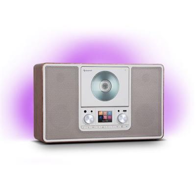 AUNA  scala vcd - radio num&eacute;rique avec lecteur cd mp3 , tuner dab fm , bluetooth 5.0 & usb , &eacute;clairage 7 couleurs - marron 