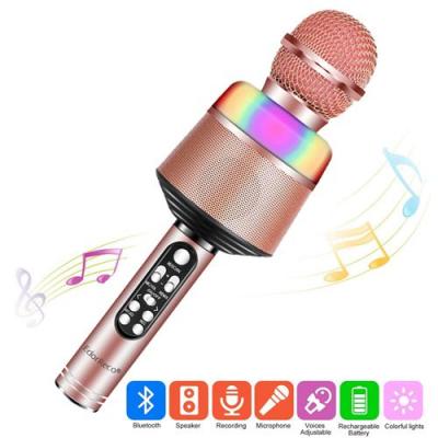  Microphone de karaok&eacute; sans fil bluetooth pour iphone, android, micro portable pour home, party - rouge 